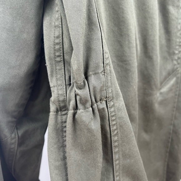 Theory Womens Utility Jacket Ruched Waist Collared Cargo Pockets Olive Green M - Picture 10 of 10